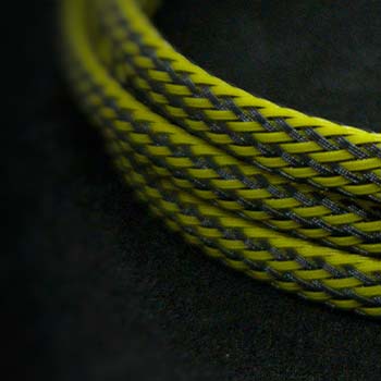 Custom Cable in MDPC X Carbon Bumblebee Material by Loopy Looms
